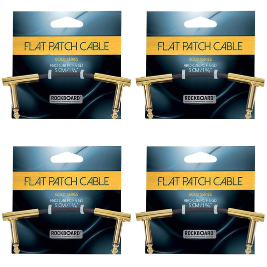 RockGear RockBoard Flat Patch Cable Gold 5cm (1.97") 4 Pack Bundle Accessories / Cables