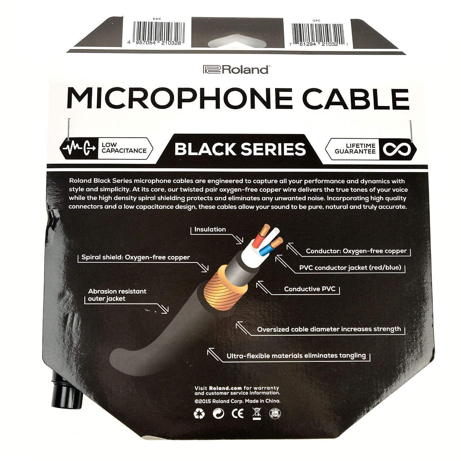 Roland Black Series 10ft XLR Microphone Cable Accessories / Cables