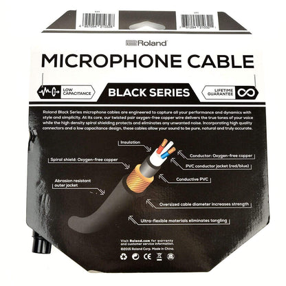 Roland Black Series 10ft XLR Microphone Cable Accessories / Cables