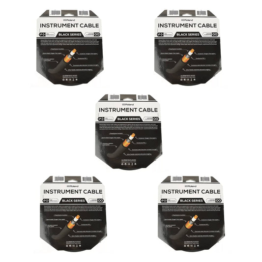 Roland Black Series 20ft A/S 1/4" Instrument Cable 5 Pack Bundle Accessories / Cables