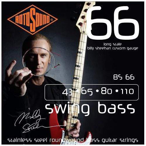 Rotosound BS66 Billy Sheehan Signature Stainless Steel Roundwound Long Scale Bass Strings 43-110 Accessories / Strings / Guitar Strings