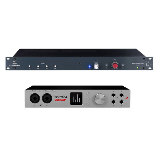 Antelope Audio Discrete 4 Pro Synergy Core Audio Interface and Rupert Neve Designs 5057 Orbit 16 x 2 Summing Mixer Bundle Pro Audio / Mixers