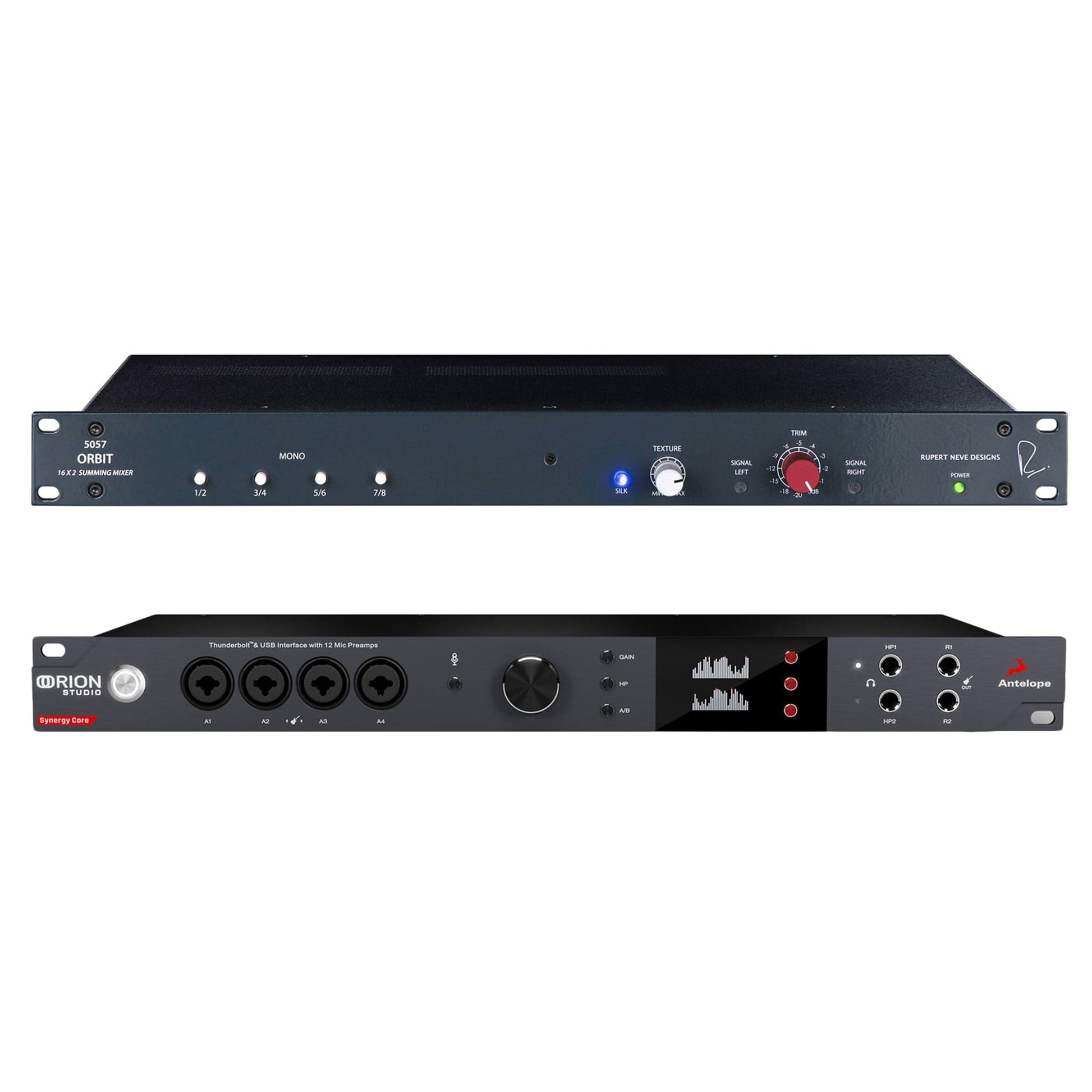 Antelope Audio Orion Studio Synergy Core Thunderbolt/USB Audio Interface and Rupert Neve Designs 5057 Orbit 16 x 2 Summing Mixer Bundle Pro Audio / Mixers