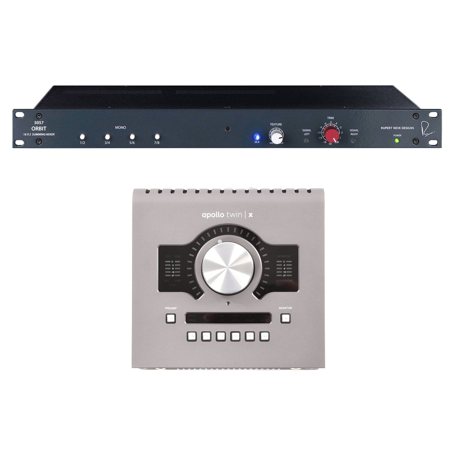 Universal Audio Apollo Twin X Heritage Edition Audio Interface w/ QUAD Processing (Desktop/Mac/Win/TB3) and Rupert Neve Designs 5057 Orbit 16 x 2 Summing Mixer Bundle Pro Audio / Mixers