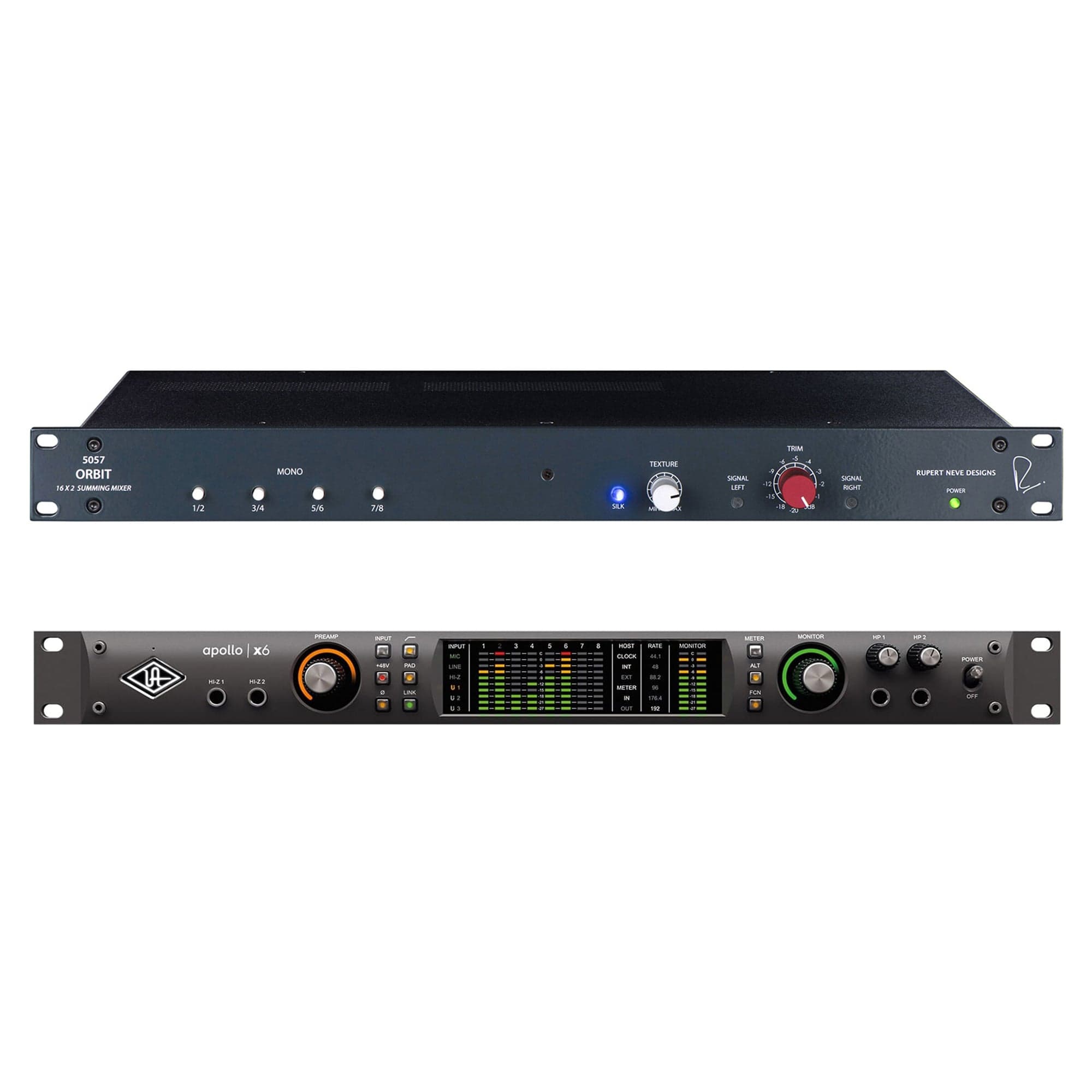 Universal Audio Apollo X6 Heritage Edition Thunderbolt 3 Audio Interface and Rupert Neve Designs 5057 Orbit 16 x 2 Summing Mixer Bundle Pro Audio / Mixers