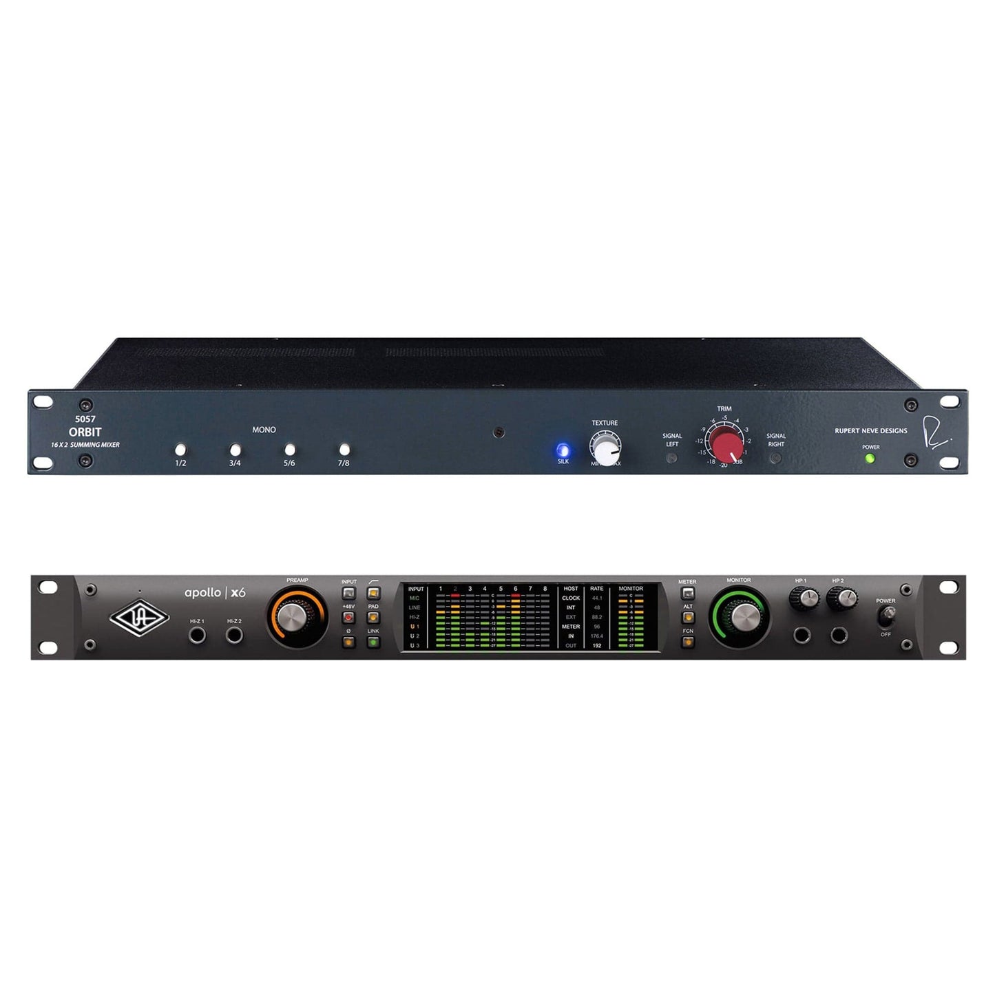 Universal Audio Apollo X6 Heritage Edition Thunderbolt 3 Audio Interface and Rupert Neve Designs 5057 Orbit 16 x 2 Summing Mixer Bundle Pro Audio / Mixers