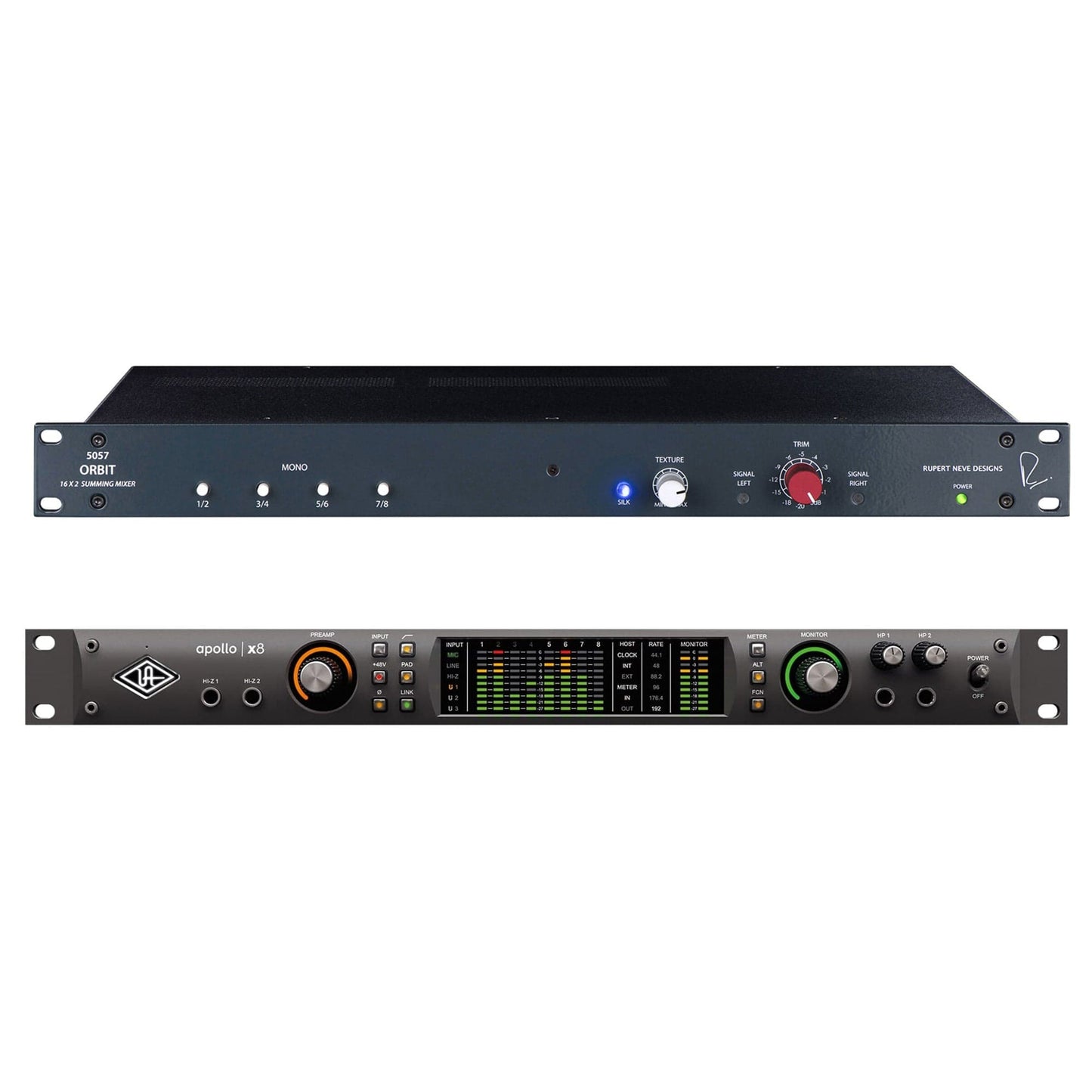 Universal Audio Apollo X8 Heritage Edition Thunderbolt 3 Audio Interface (Mac/Win) and Rupert Neve Designs 5057 Orbit 16 x 2 Summing Mixer Bundle Pro Audio / Mixers