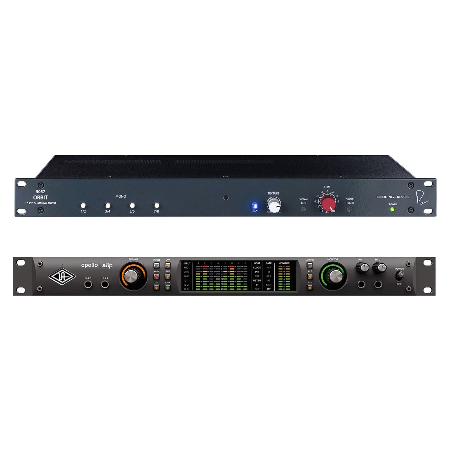 Universal Audio Apollo X8P Heritage Edition Thunderbolt 3 Audio Interface (Mac/Win) and Rupert Neve Designs 5057 Orbit 16 x 2 Summing Mixer Bundle Pro Audio / Mixers