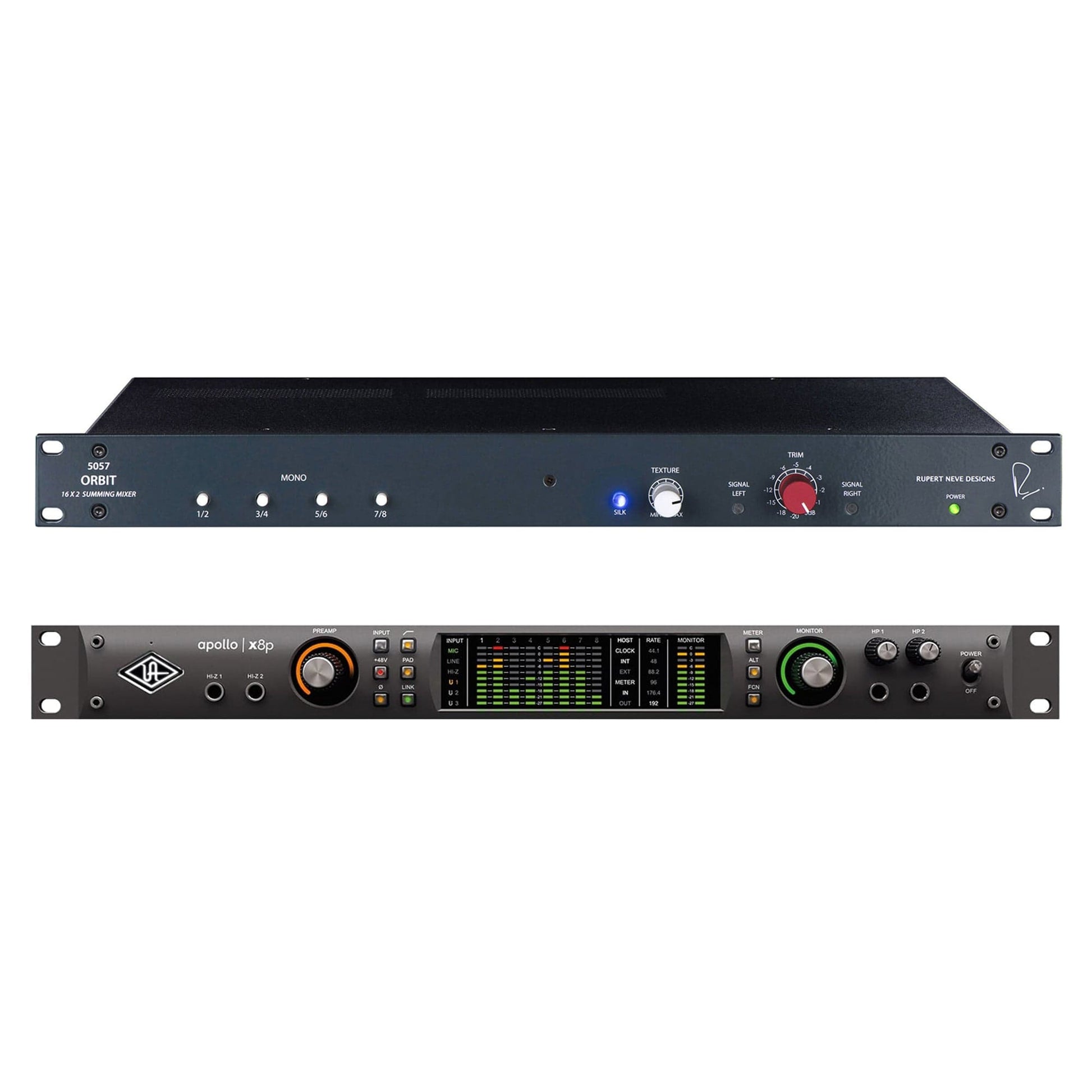 Universal Audio Apollo X8P Heritage Edition Thunderbolt 3 Audio Interface (Mac/Win) and Rupert Neve Designs 5057 Orbit 16 x 2 Summing Mixer Bundle Pro Audio / Mixers