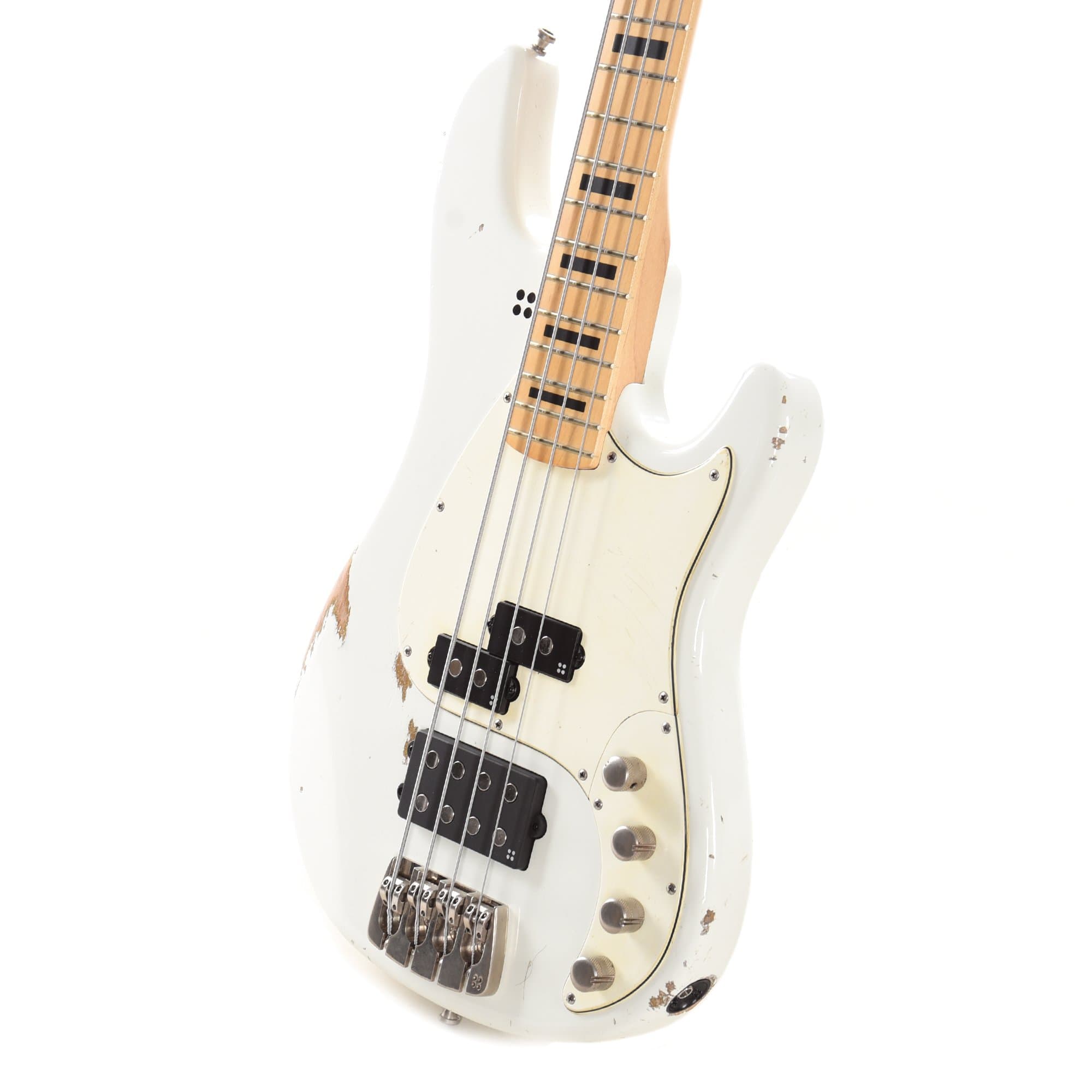 Sandberg California VM Hardcore Aged Virgin White w/Black Block Inlays & Matched Headstock Bass Guitars / 4-String