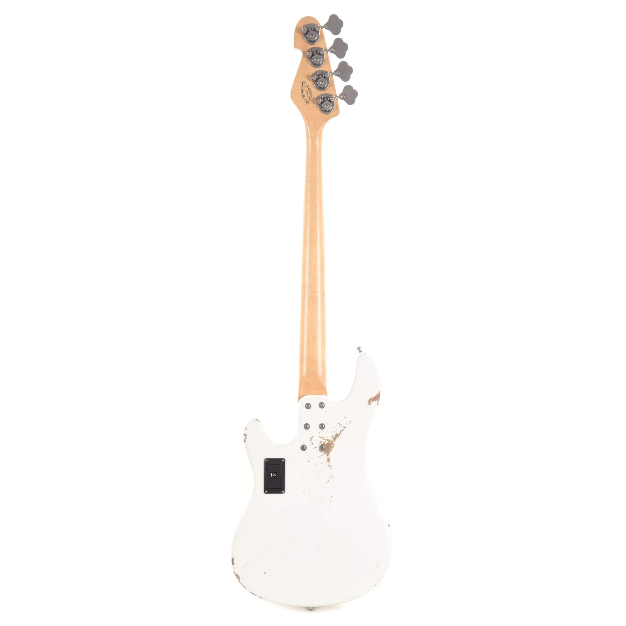 Sandberg California VM Hardcore Aged Virgin White w/Black Block Inlays & Matched Headstock Bass Guitars / 4-String