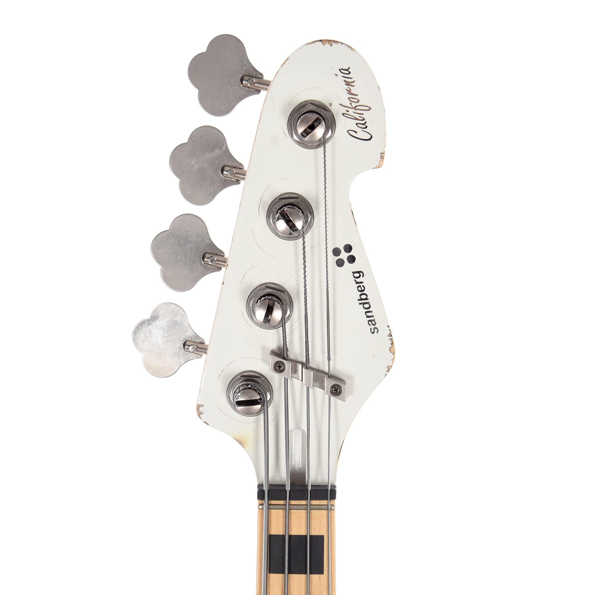 Sandberg California VM Hardcore Aged Virgin White w/Black Block Inlays & Matched Headstock Bass Guitars / 4-String