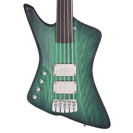 Sandberg Forty Eight Matte Greenburst Fretless 5-String Lefty Bass Guitars / Left-Handed