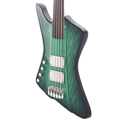 Sandberg Forty Eight Matte Greenburst Fretless 5-String Lefty Bass Guitars / Left-Handed