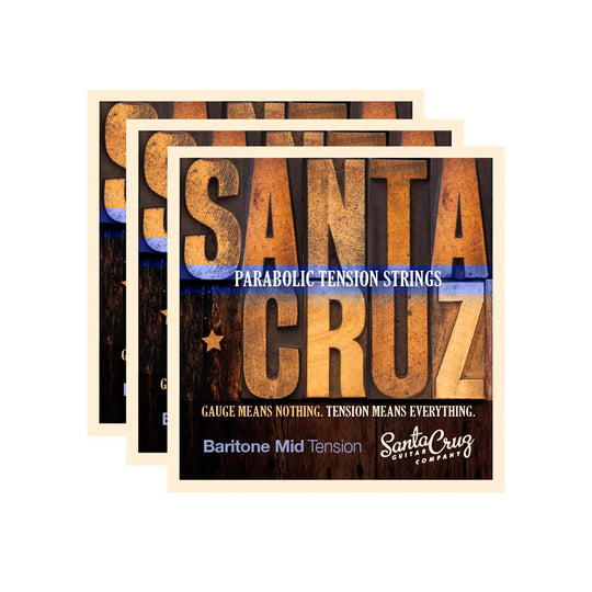 Santa Cruz Parabolic Tension Baritone Acoustic Guitar Strings MediumTension 3 Pack Bundle Accessories / Strings / Guitar Strings