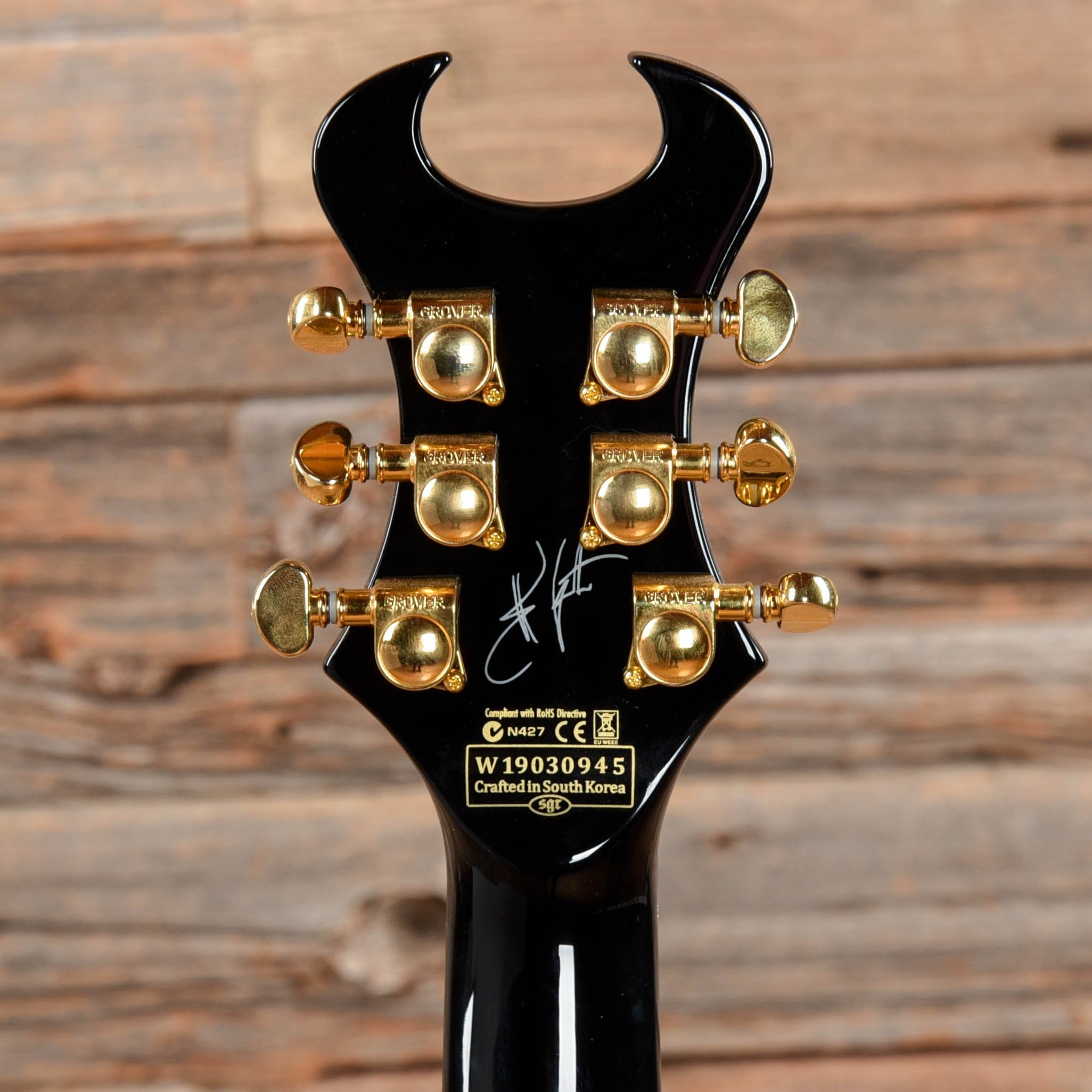 Schecter Synyster Gates Custom-S Black with Gold Pinstripes