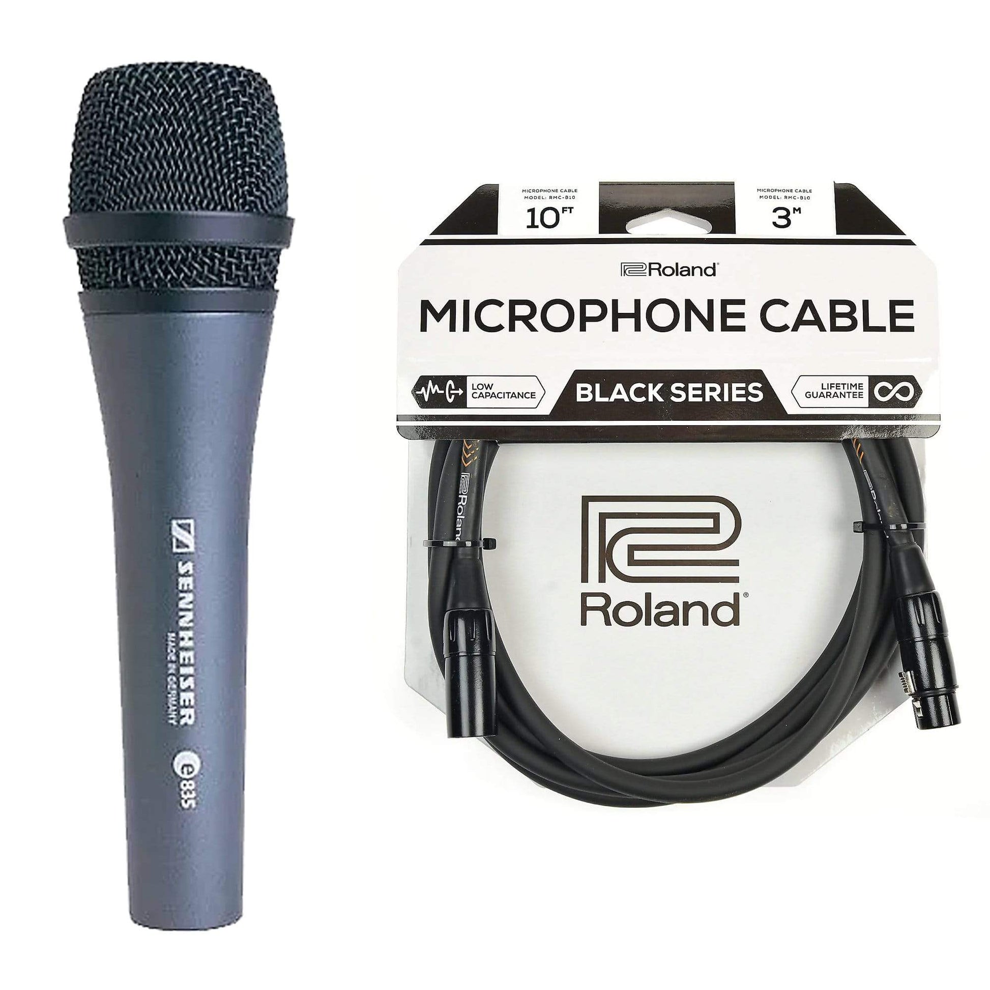 Sennheiser e835 Handheld Cardioid Dynamic Microphone and XLR Cable Bundle Accessories / Cables
