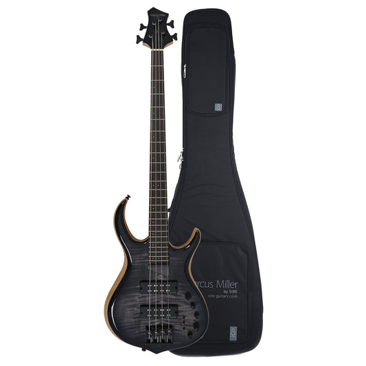 Sire Marcus Miller M7 Swamp Ash/Maple 4-String Transparent Black (2nd Gen) and Sire Gig Bag Bundle Bass Guitars / 4-String