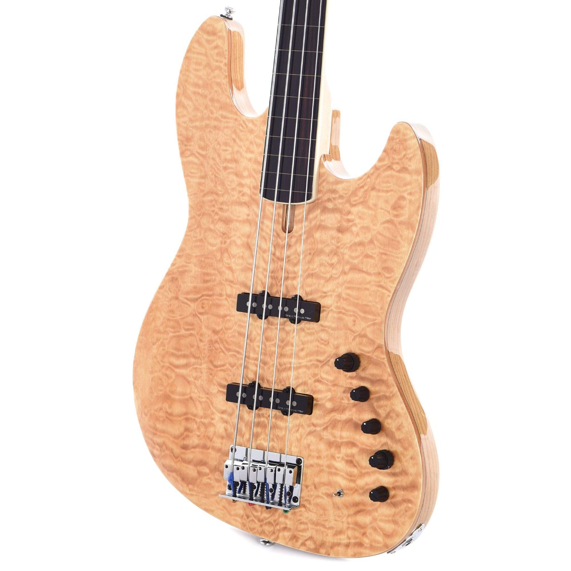 Sire Marcus Miller V9 Swamp Ash/Quilted Maple 4-String Fretless Natural (2nd Gen) Bass Guitars / 4-String