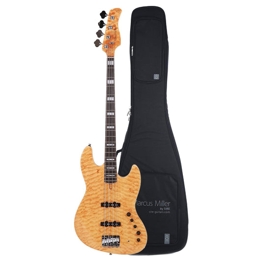 Sire Marcus Miller V9 Swamp Ash/Quilted Maple 4-String Natural (2nd Gen) and Gig Bag Bundle Bass Guitars / 4-String