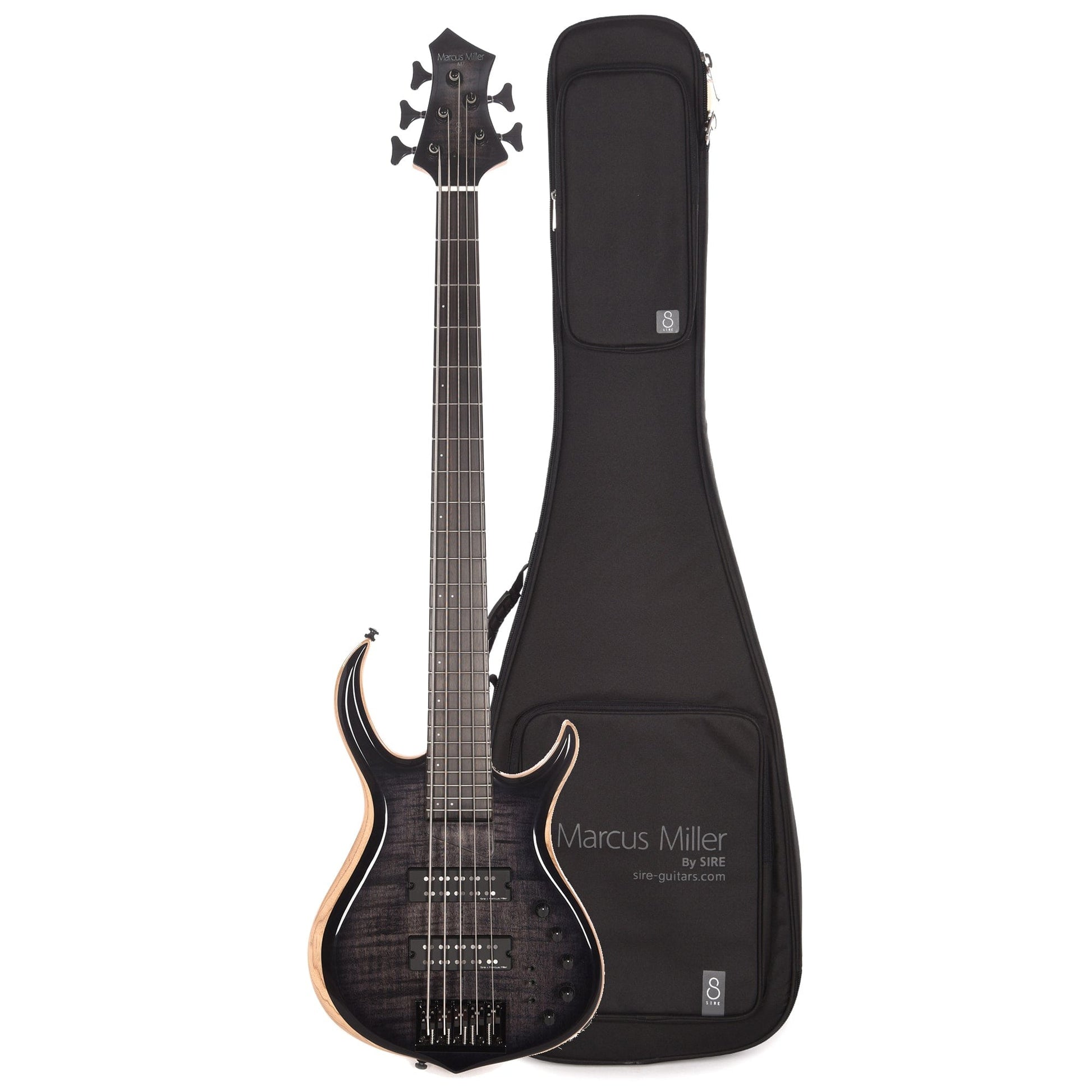 Sire Marcus Miller M7 Swamp Ash/Maple 5-String Transparent Black (2nd Gen) and Sire Gig Bag Bundle Bass Guitars / 5-String or More