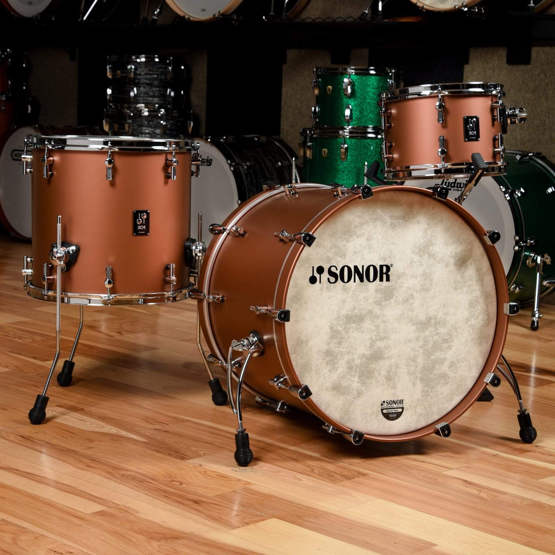 Sonor SQ1 12/16/22 3pc. Drum Kit Satin Copper Brown Drums and Percussion / Acoustic Drums / Full Acoustic Kits