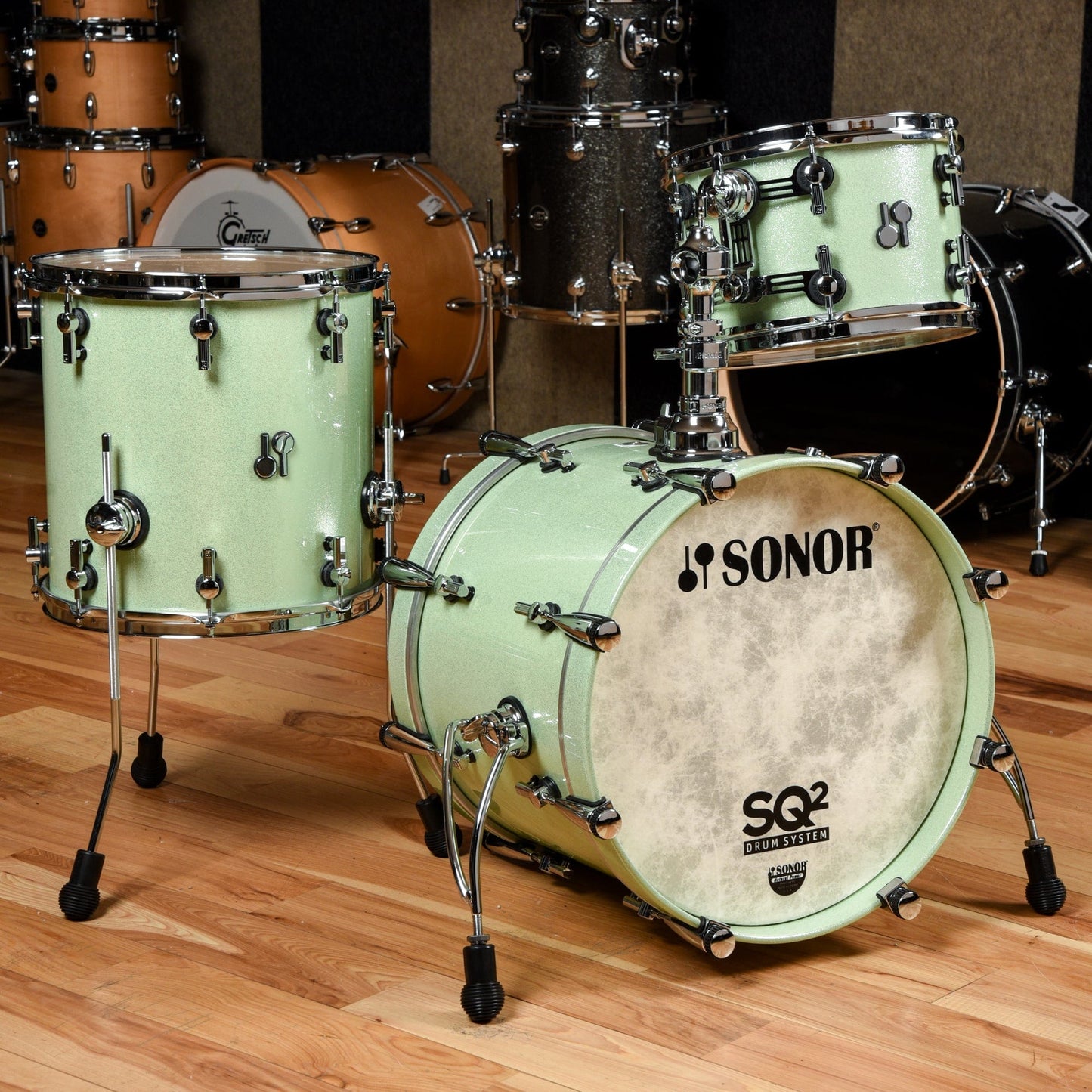 Sonor SQ2 12/14/18 3pc. Vintage Maple Drum Kit Mint Sparkle Drums and Percussion / Acoustic Drums / Full Acoustic Kits