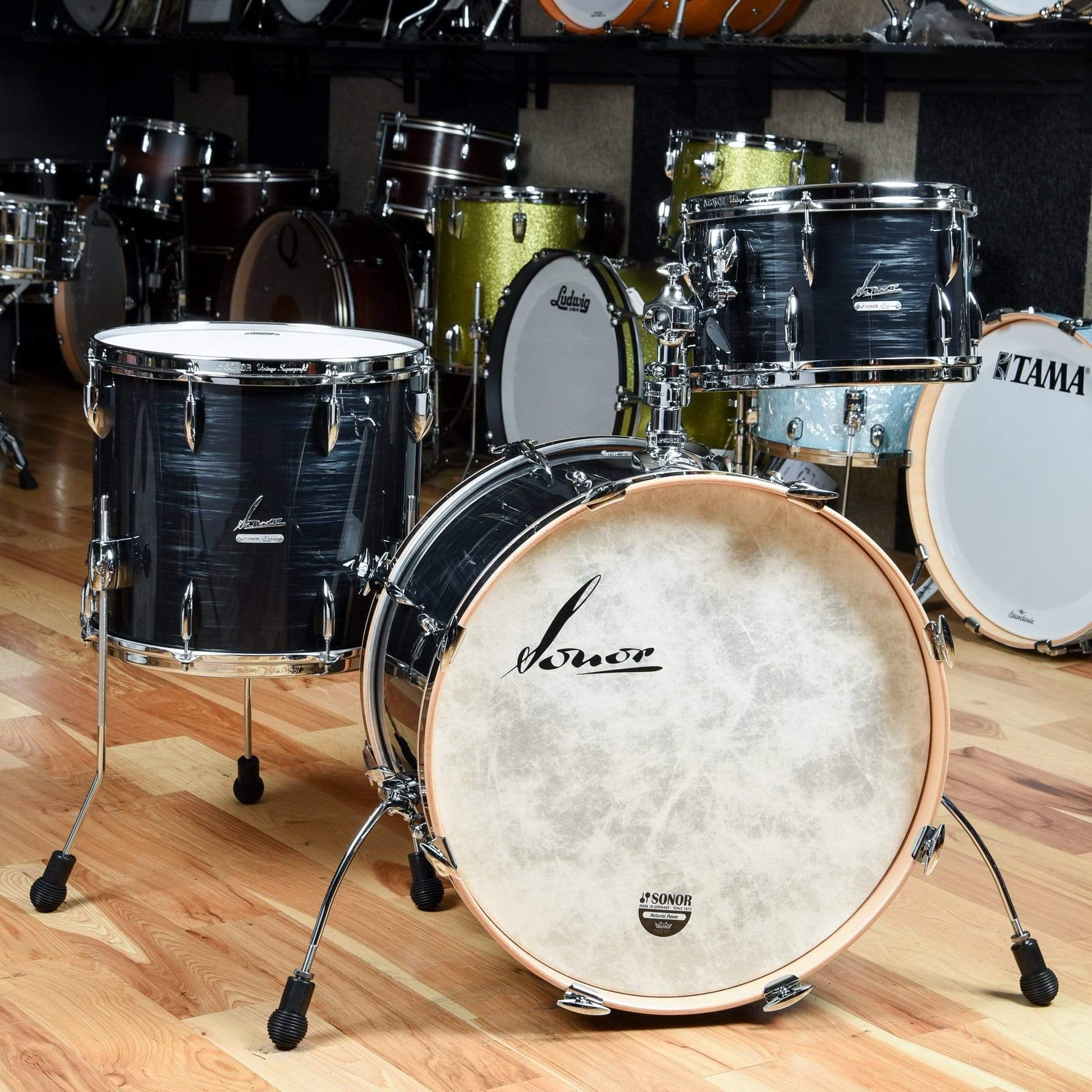 Sonor Vintage Series 13/16/22 3pc. Drum Kit w/BD Mount Vintage Black Slate Drums and Percussion / Acoustic Drums / Full Acoustic Kits