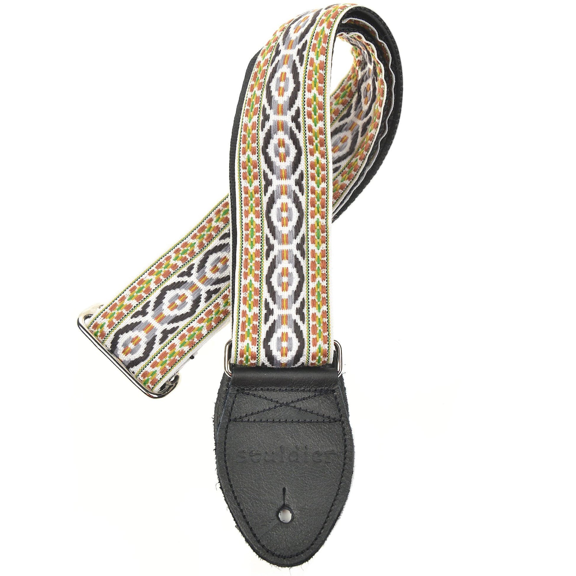 Souldier Bohemian Black/Grey/Nutmeg/Yellow on White 2" Strap (Black Belt & Black Ends) Accessories / Straps
