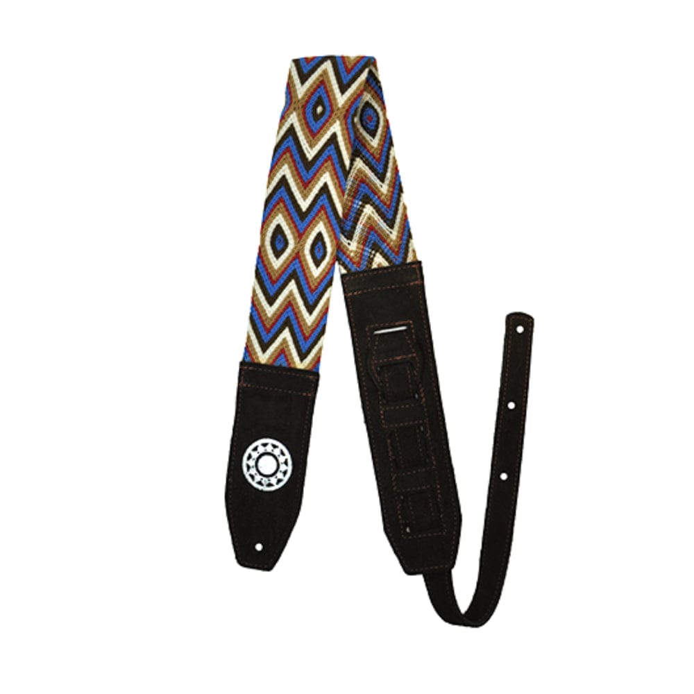 Souldier Dream Weaver - One-of-a-Kind Hand Woven Guitar Strap - Brown, Blue, Maroon, Beige & Tan - Brown Ends Accessories / Straps