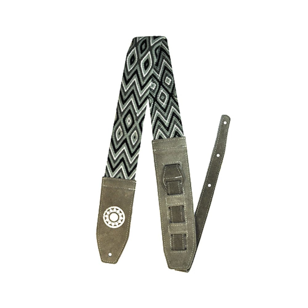 Souldier Dream Weaver - One-of-a-Kind Hand Woven Guitar Strap - Grey, Black, & White - Grey Ends Accessories / Straps
