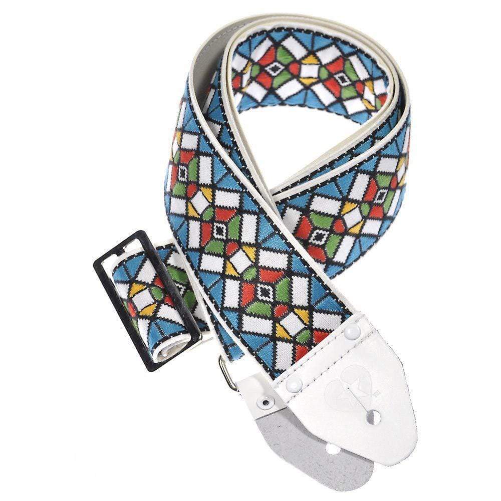 Souldier Guitar Strap - Blue Stained Glass (White Ends) Accessories / Straps