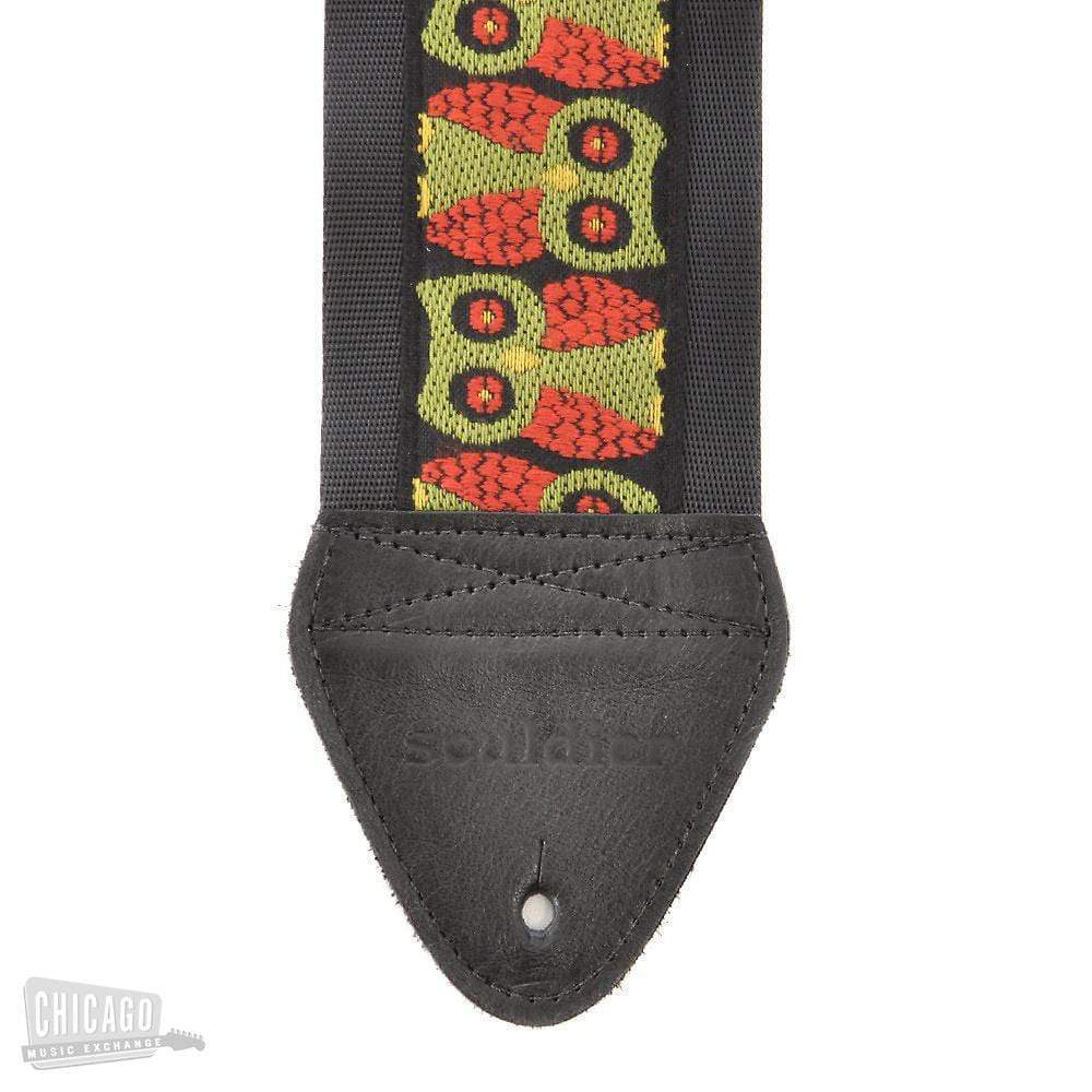 Souldier Guitar Strap - Olive Owls 3 Inch (Black Ends) Accessories / Straps