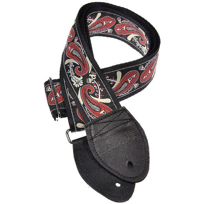 Souldier Guitar Strap - Red Paisley on Black (Black Belt & Ends) Accessories / Straps