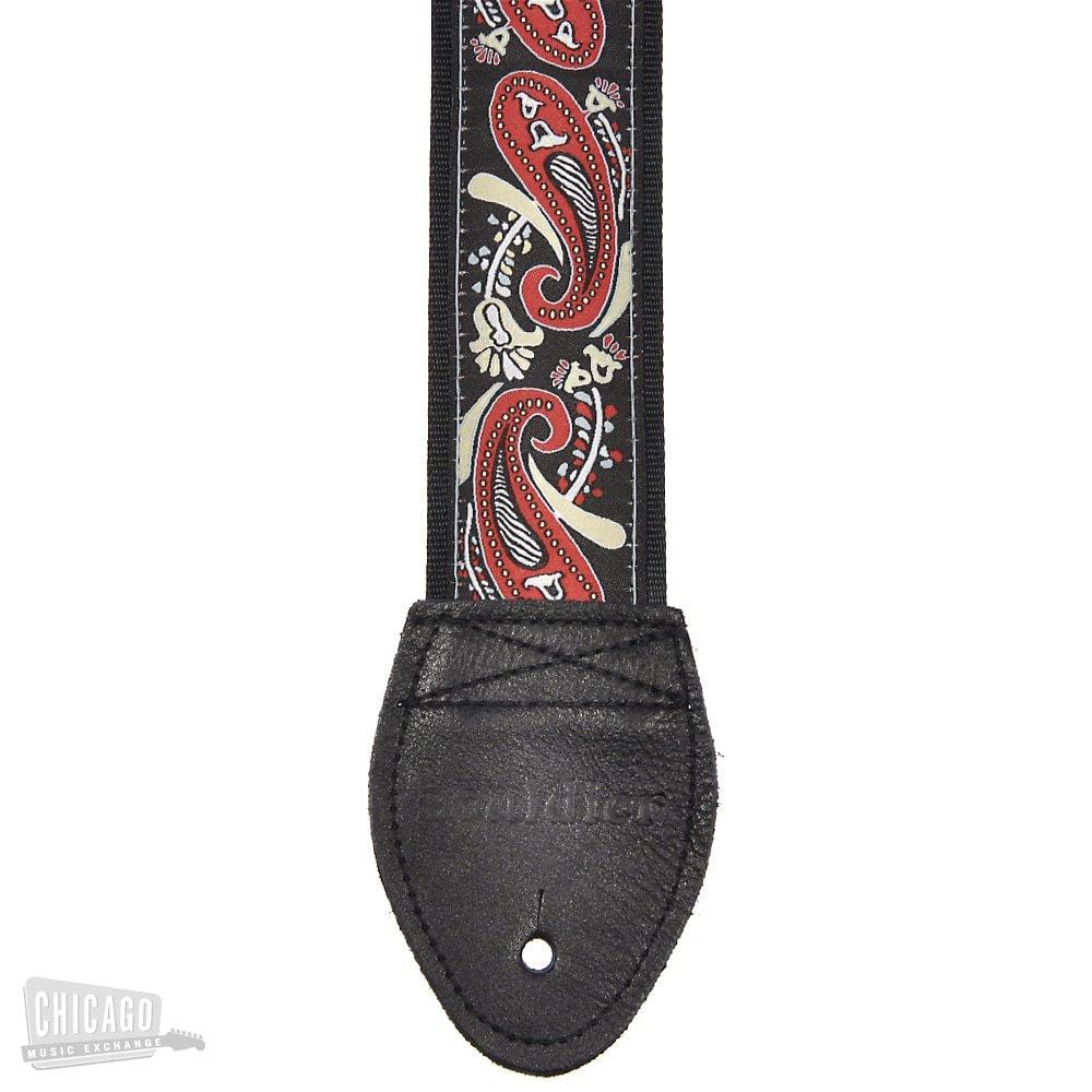 Souldier Guitar Strap - Red Paisley on Black (Black Belt & Ends) Accessories / Straps