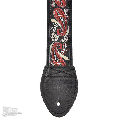 Souldier Guitar Strap - Red Paisley on Black (Black Belt & Ends) Accessories / Straps