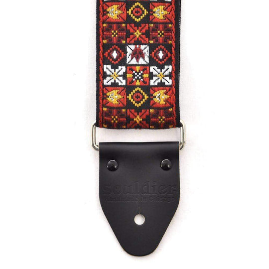 Souldier Guitar Strap - Vintage Woodstock Red Vinyl and Rivets Accessories / Straps