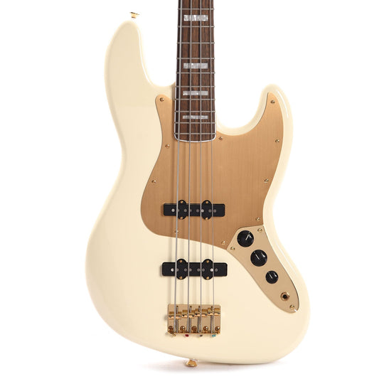 Squier 40th Anniversary Gold Edition Jazz Bass Olympic White w/Gold Anodized Pickguard Bass Guitars / 4-String