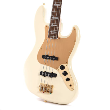 Squier 40th Anniversary Gold Edition Jazz Bass Olympic White w/Gold Anodized Pickguard Bass Guitars / 4-String