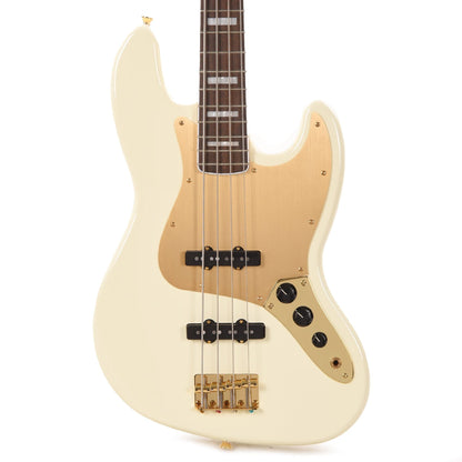 Squier 40th Anniversary Gold Edition Jazz Bass Olympic White w/Gold Anodized Pickguard Bass Guitars / 4-String