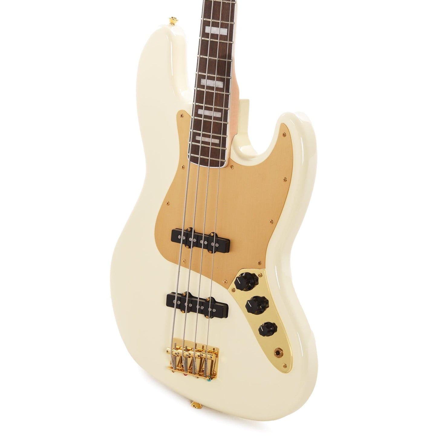 Squier 40th Anniversary Gold Edition Jazz Bass Olympic White w/Gold Anodized Pickguard Bass Guitars / 4-String