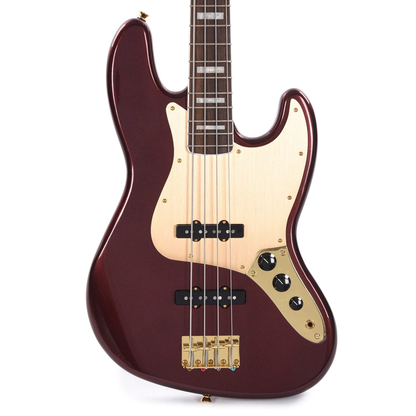Squier 40th Anniversary Gold Edition Jazz Bass Ruby Red Metallic w/Gold Anodized Pickguard Bass Guitars / 4-String
