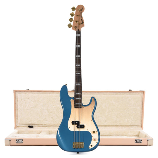 Squier 40th Anniversary Gold Edition Precision Bass Lake Placid Blue w/Gold Anodized Pickguard and Hardshell Case Jazz Bass/Precision Bass Shell Pink w/Cream Interior Bass Guitars / 4-String