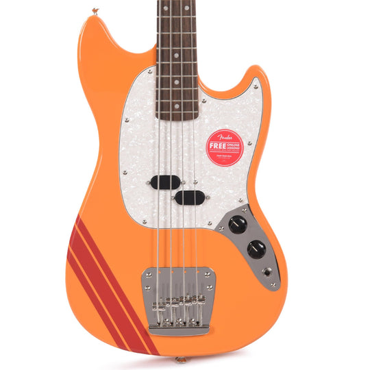 Squier Classic Vibe '60s Competition Mustang Bass Capri Orange w/Dakota Red Stripe Bass Guitars / 4-String