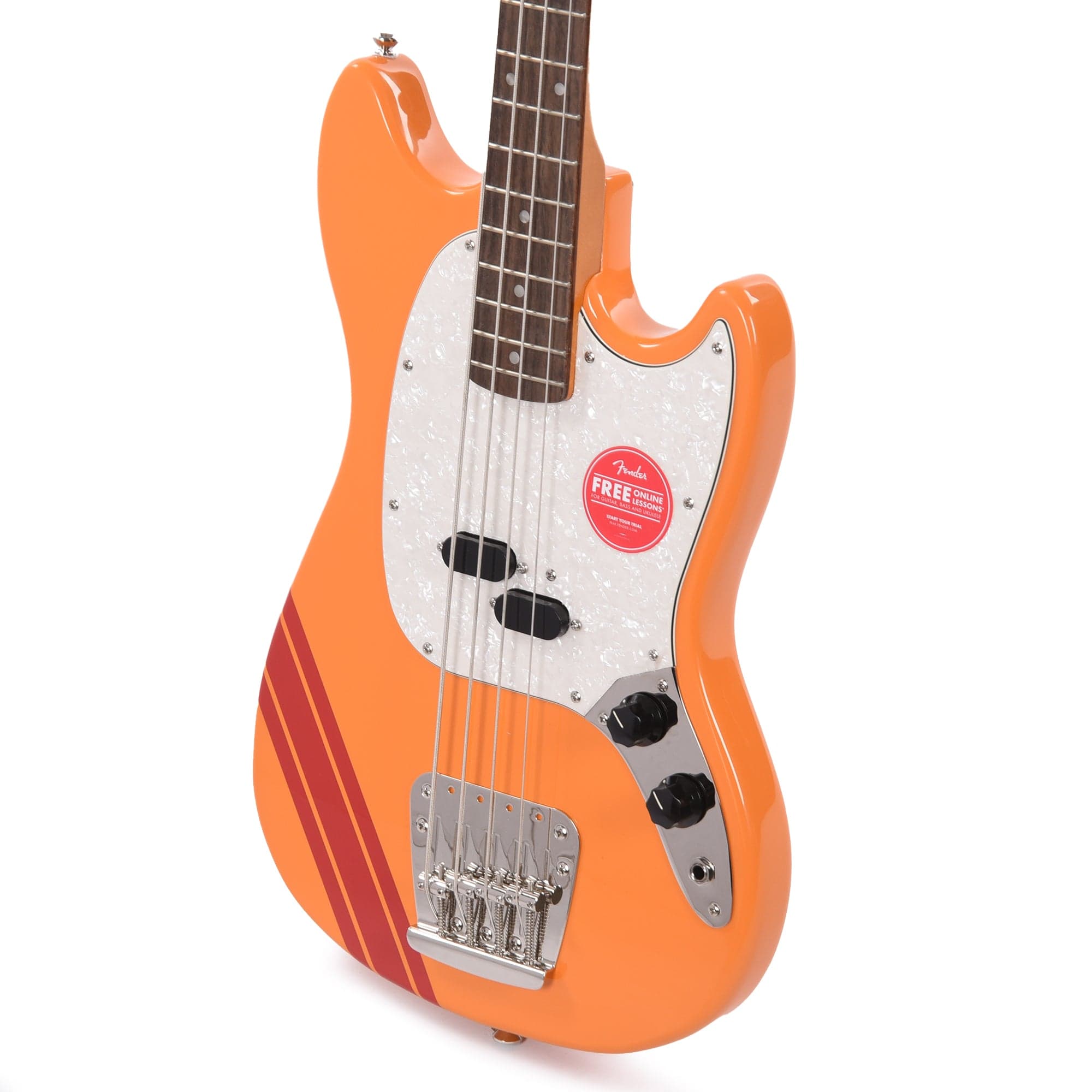 Squier Classic Vibe '60s Competition Mustang Bass Capri Orange w/Dakota Red Stripe Bass Guitars / 4-String
