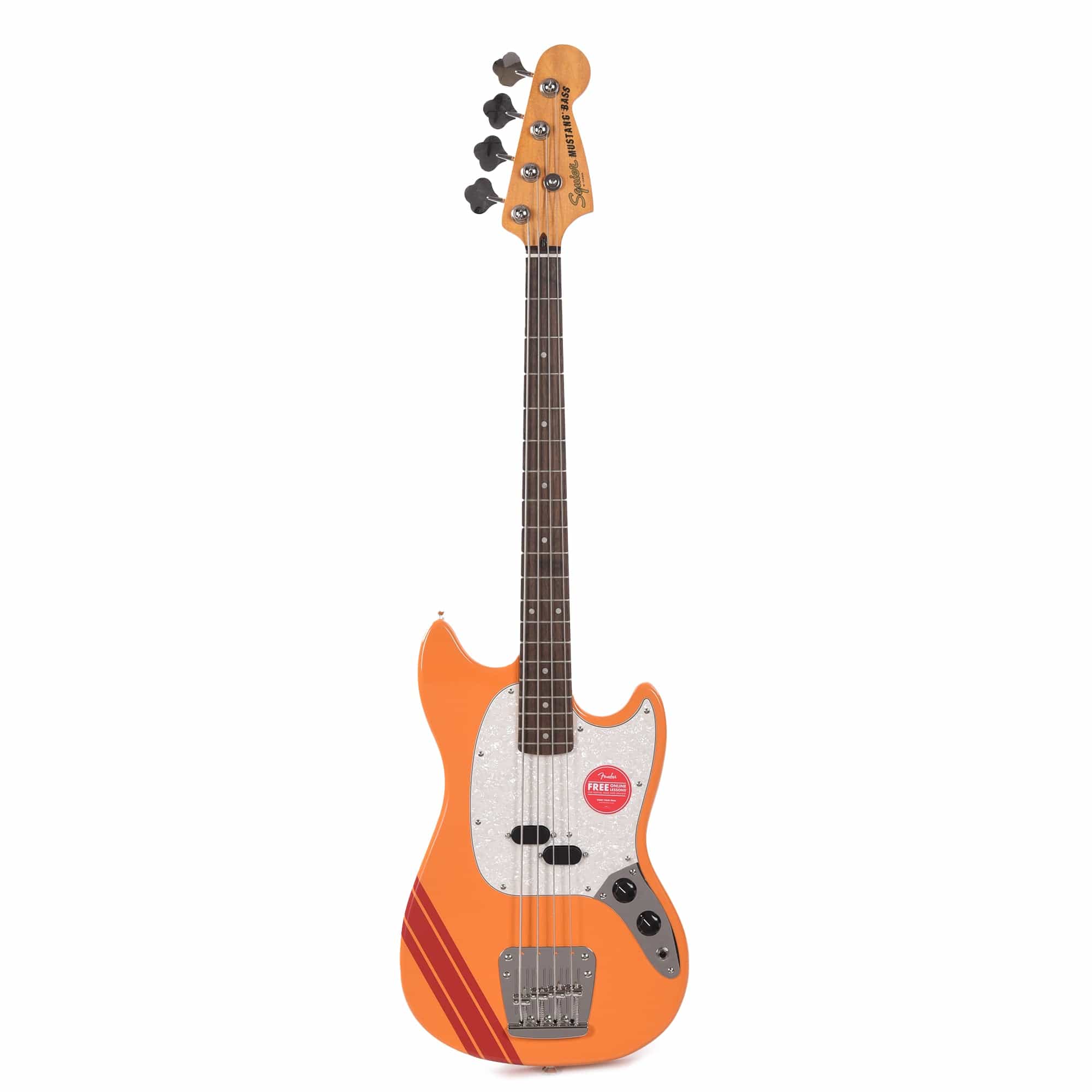 Squier Classic Vibe '60s Competition Mustang Bass Capri Orange w/Dakota Red Stripe Bass Guitars / 4-String