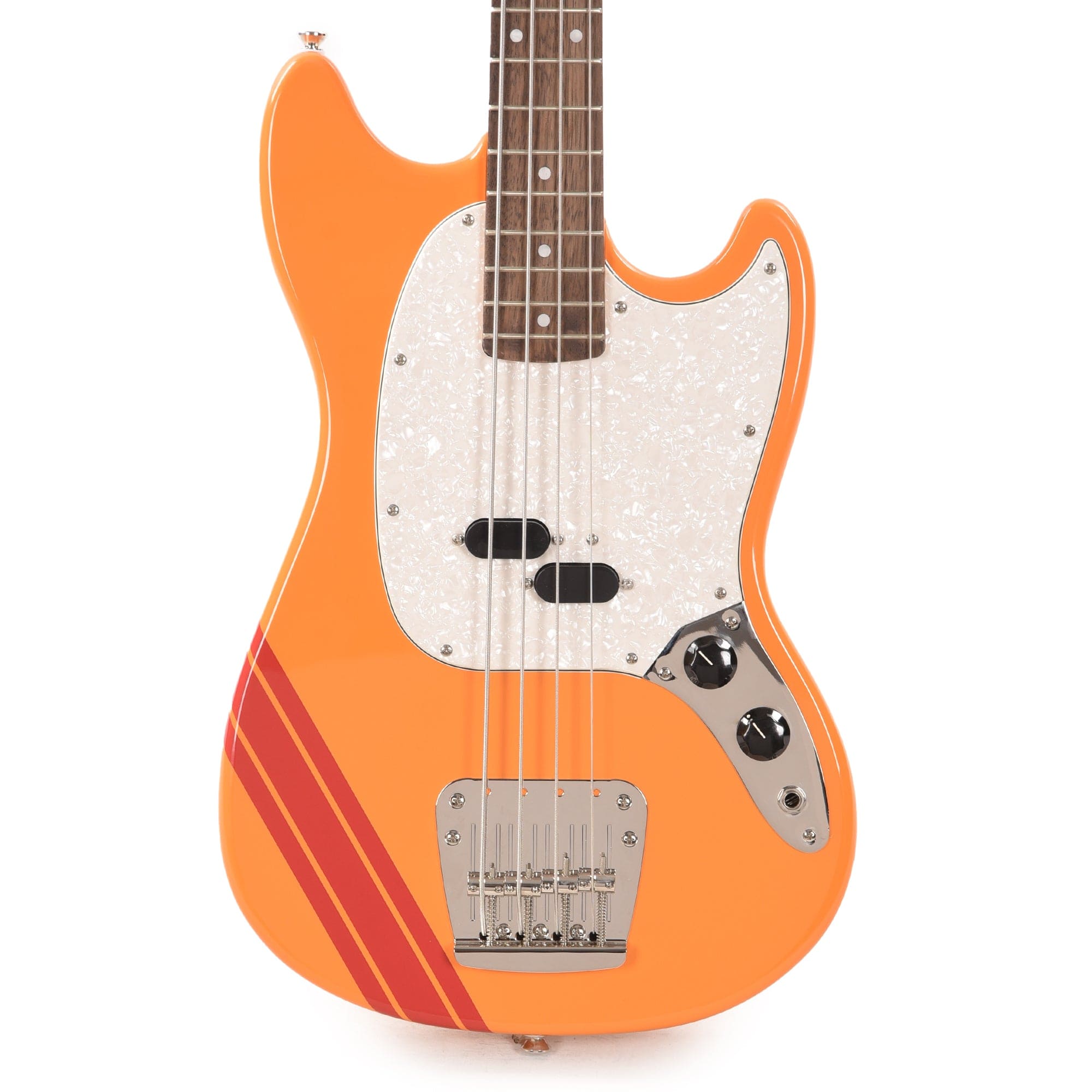 Squier Classic Vibe '60s Competition Mustang Bass Capri Orange w/Dakota Red Stripe Bass Guitars / 4-String