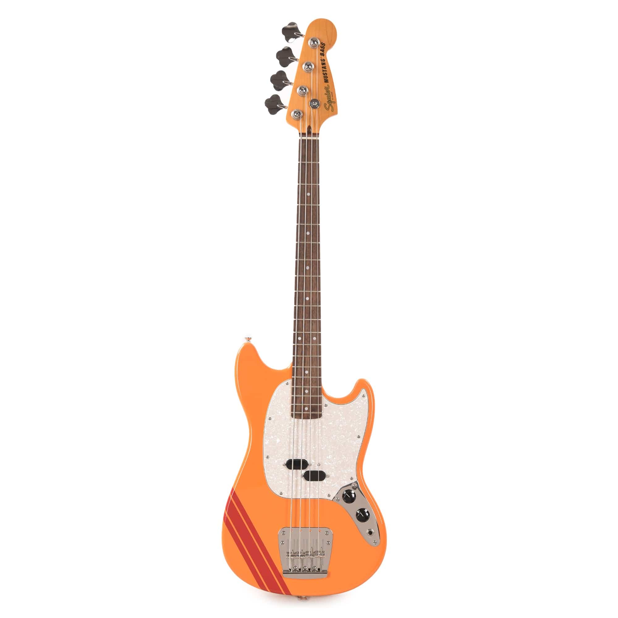 Squier Classic Vibe '60s Competition Mustang Bass Capri Orange w/Dakota Red Stripe Bass Guitars / 4-String
