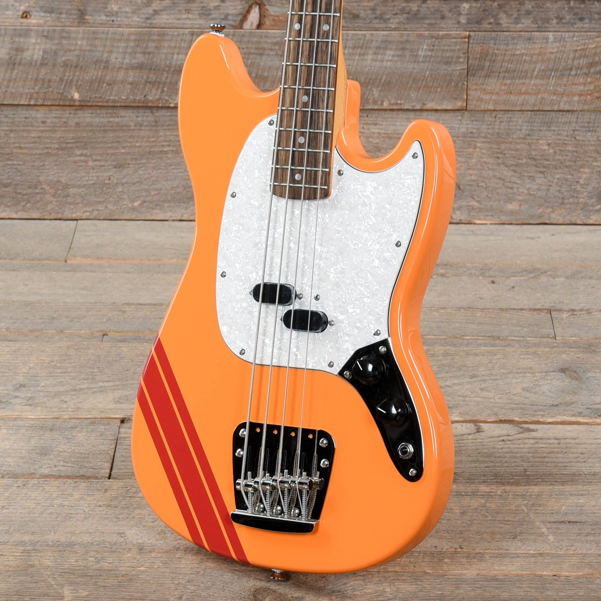 Squier Classic Vibe '60s Competition Mustang Bass Capri Orange w/Dakota Red Stripe Bass Guitars / 4-String