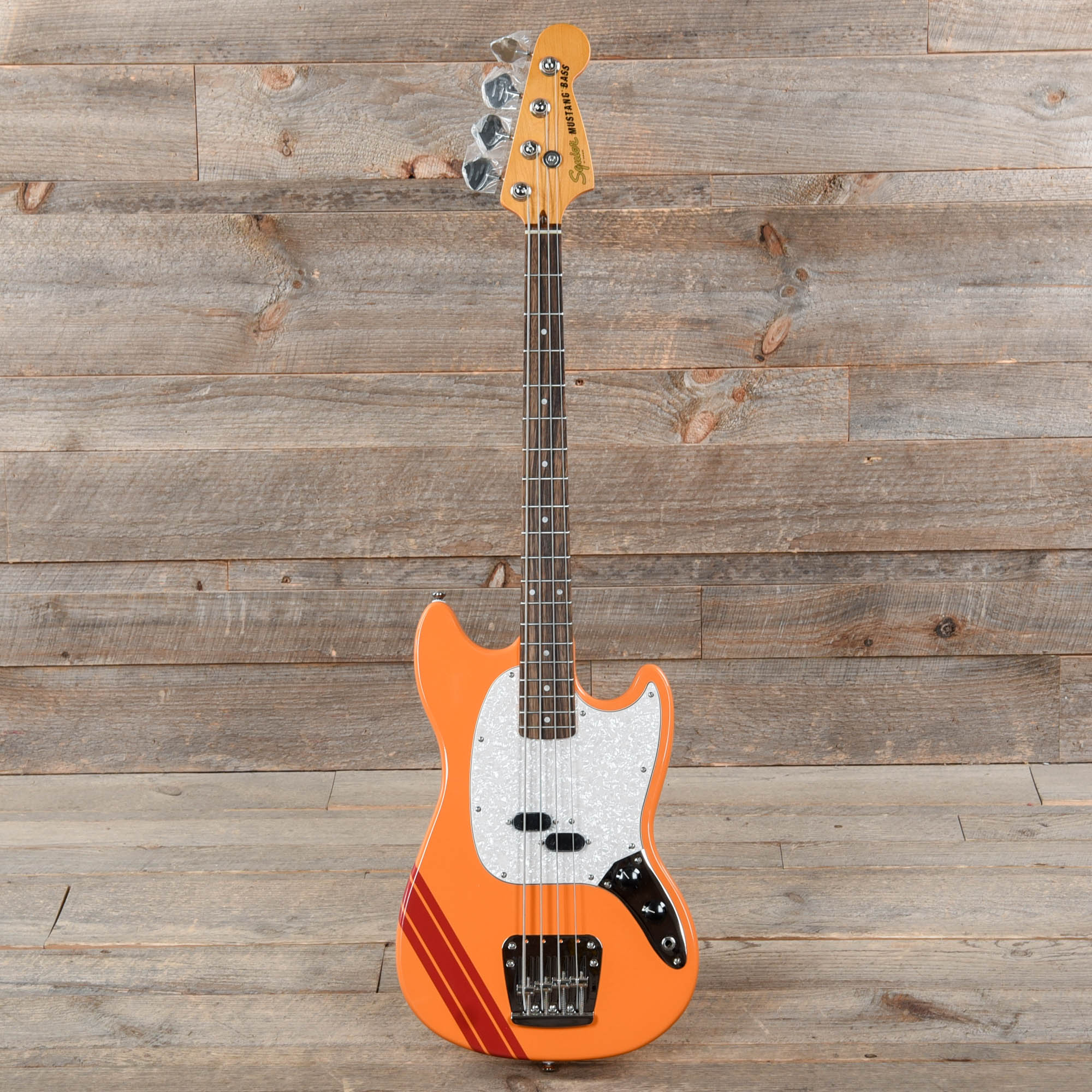 Squier Classic Vibe '60s Competition Mustang Bass Capri Orange w/Dakota Red Stripe Bass Guitars / 4-String